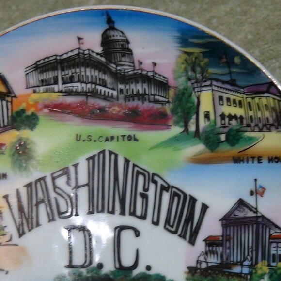Washington D.C. Souvenir 8" Plate Vintage Original Trademarked Wall Hanging - Picture 2 of 15
